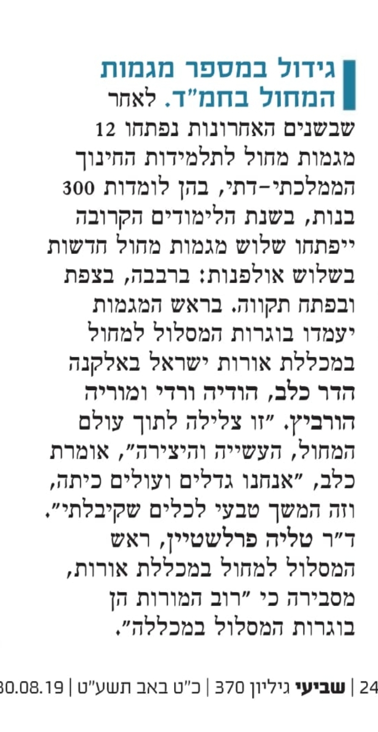 גידול במספר מגמות המחול בחמ"ד גידול במספר מגמות המחול בחמ"ד